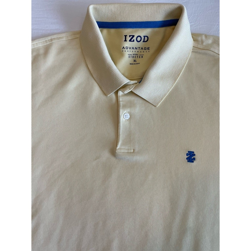 Izod Polo Shirt Men XL Yellow Short Sleeve Advantage Performance Stretch Golf